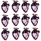 10 шт., черные анатомические нашивки в виде сердца, патчи с вышивкой в стиле панк для детской одежды