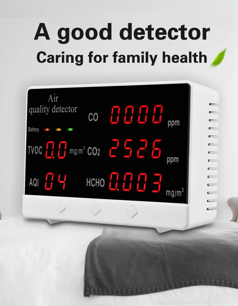 Портативный Измеритель CO2 высокоточный детектор углекислого газа HCHO TVOC CO