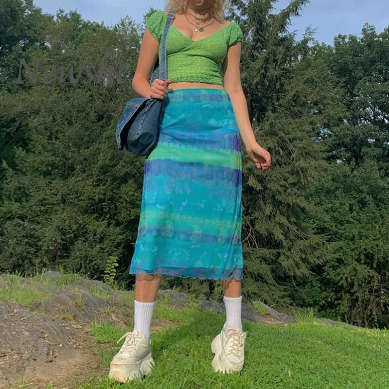

2021 Fashion Colorful Summer Women Casual Skirts Female High Waist Floral Printing Skirt Party Holiday Clothing Seaside Beach
