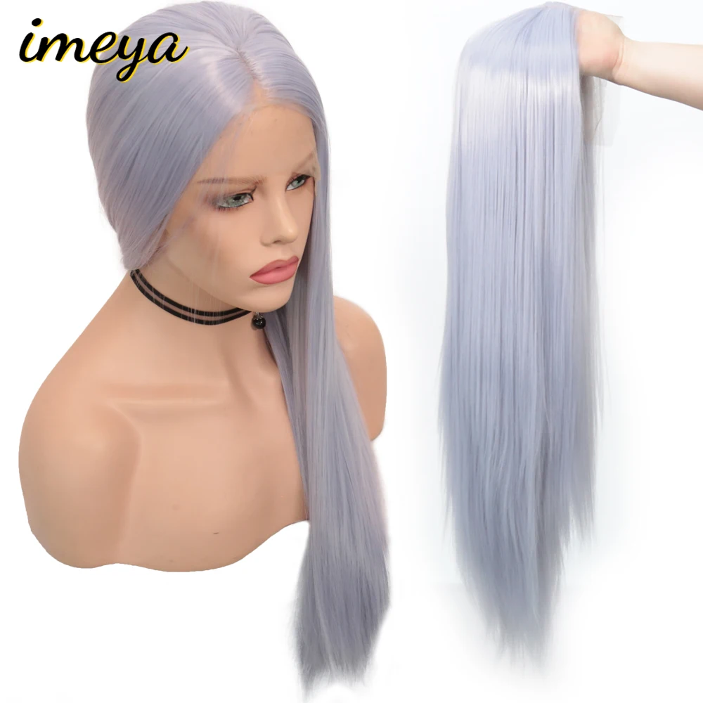 Imeya, 150% плотность, 24 дюйма, шелковистые прямые парики, термостойкие волосы, синтетические, 13x3, парики на кружеве для женщин, можно косплей, парики