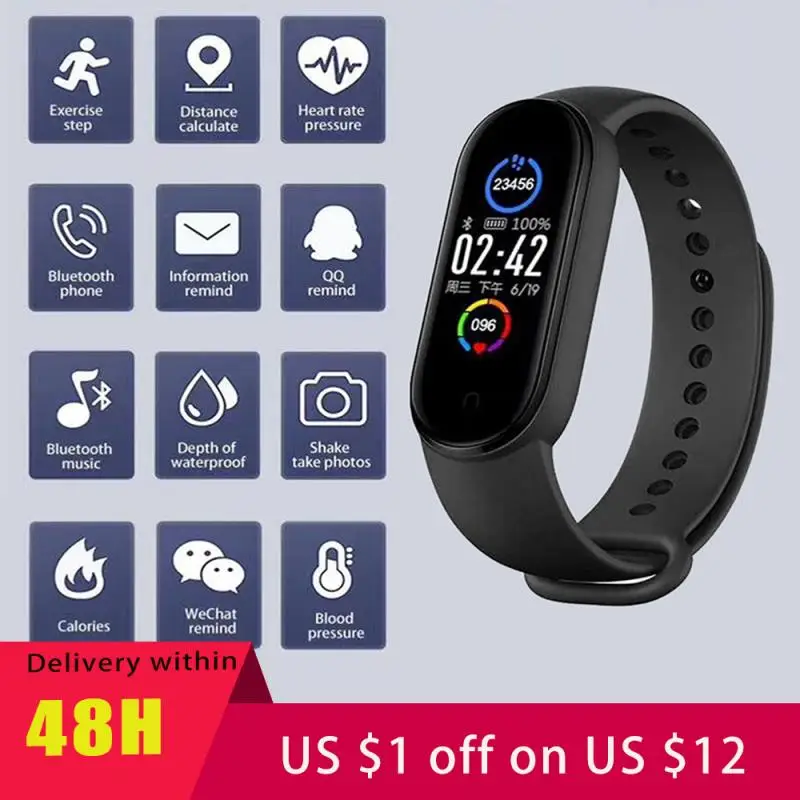 

M5 IP67 Waterproof Smart Band Fitness Tracker Smart Watch Bracelet Heart Rate Blood Pressure Pedometers With Bluetooth Function