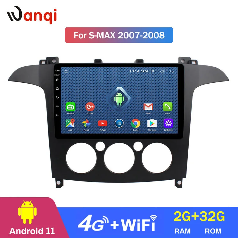 

4G Lte All Netcom 9 дюймов Android 11 автомобильный Dvd Gps плеер для Ford S-Max 2007 2008 встроенное радио видеонаблюдение Bt Wifi swc