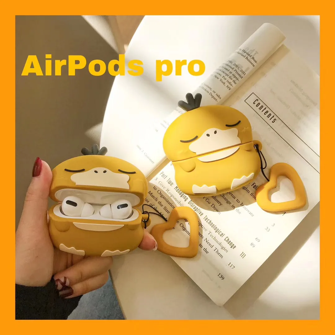 Бесплатная доставка Аксессуары для наушников Psyduck милый 3D силиконовый чехол Apple