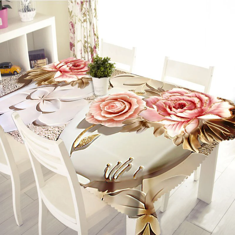 Пылезащитная прикроватная скатерть из ткани с резными цветами вишнями 3d