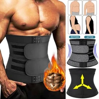 men neoprene sauna workout waist trainer trimmer belt for weight loss sweat belly belt with double straps