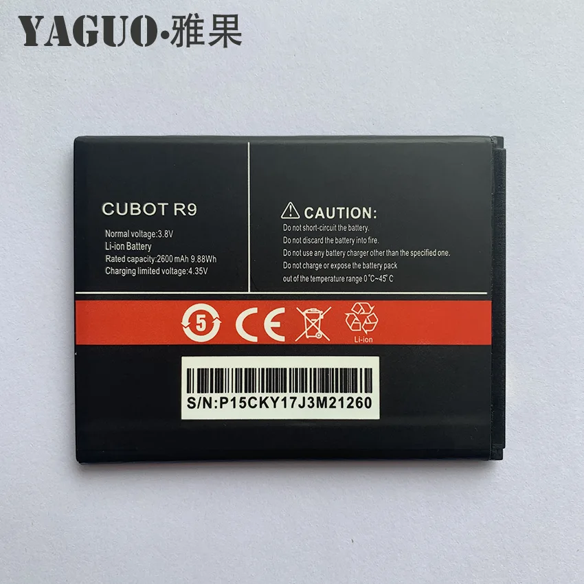 

100% High Quality Original Battery 2600mAh For CUBOT R9 R 9 Batterie Batteria