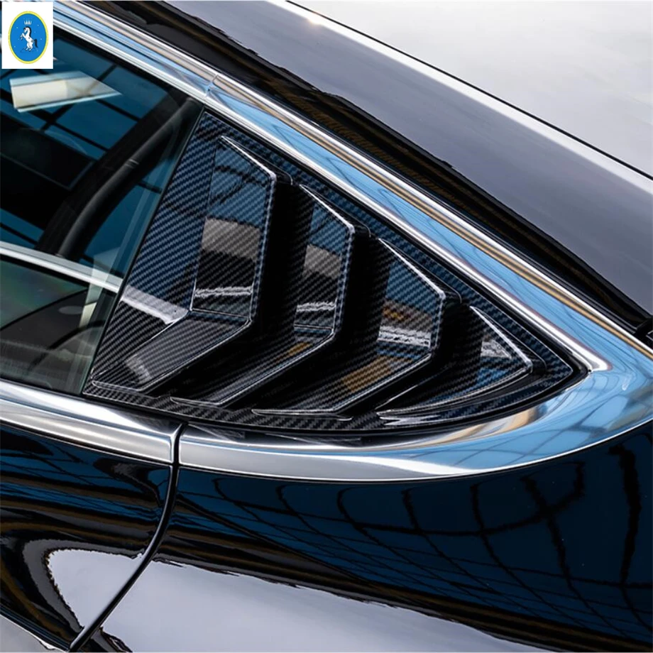 

Black / Carbon Fiber Look Exterior Refit Kit Rear Window Louver Shutter Side Vent Panel Cover Trim For Tesla Model 3 2018 - 2021