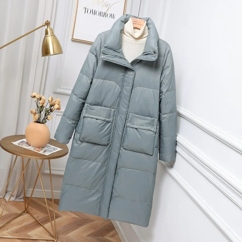 

Куртка женская зимняя на 90% пуху белой утки, на молнии, с отложным воротником