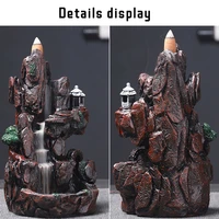 mountains river waterfall incense burner fountain backflow aroma smoke censer holder office home unique crafts100 incense cones