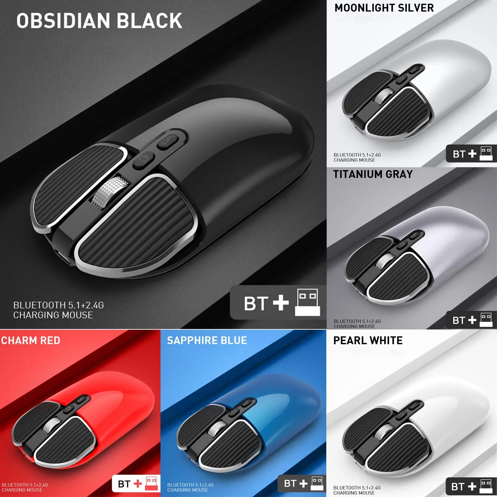 

M203 Bluetooth 5.1+2.4G Mute Wireless Dual Mode Rechargeable Mouse Optical USB Gaming Computer Charing Mouse PC Mouse
