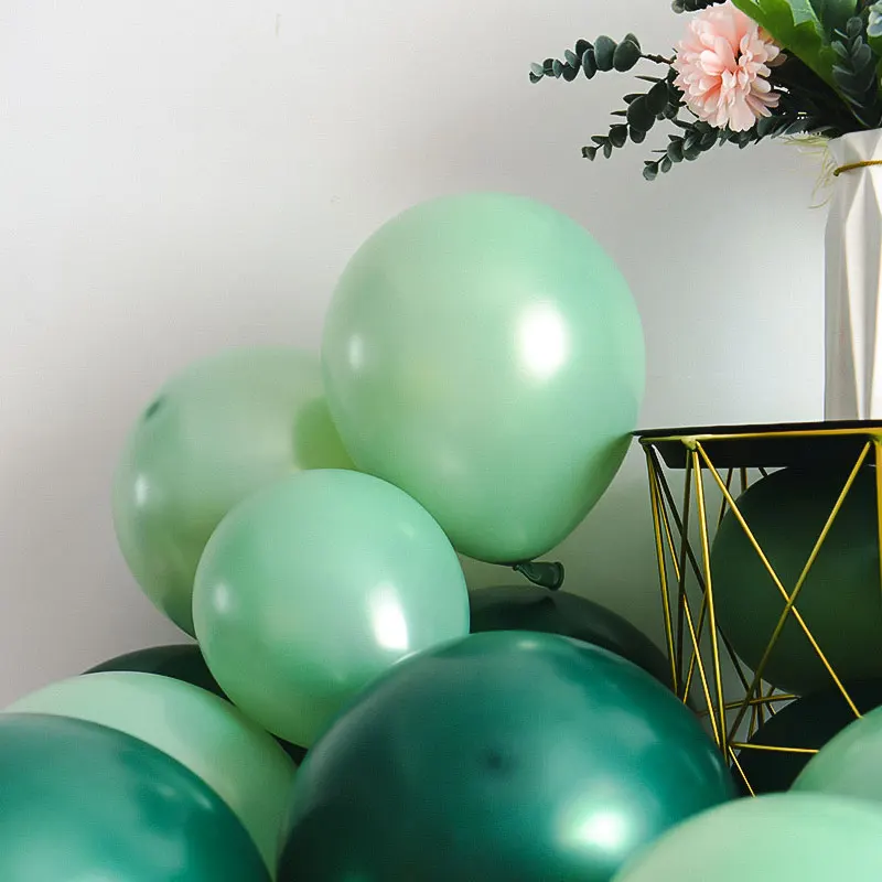 Зеленые воздушные шары с металлическими чернилами зеленые для свадебного декора