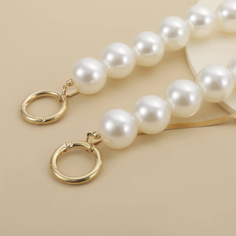 

U-Shaped Tassel Bag Chains 2-Layer Faux Pearl Purse Bag Chain Handbags Chain Strap Snake Bone Chain Shoulder Bags Strap