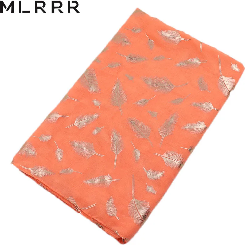 MLRRR новый золотой шарф с принтом перо узор морской солнцезащитный Праздничный