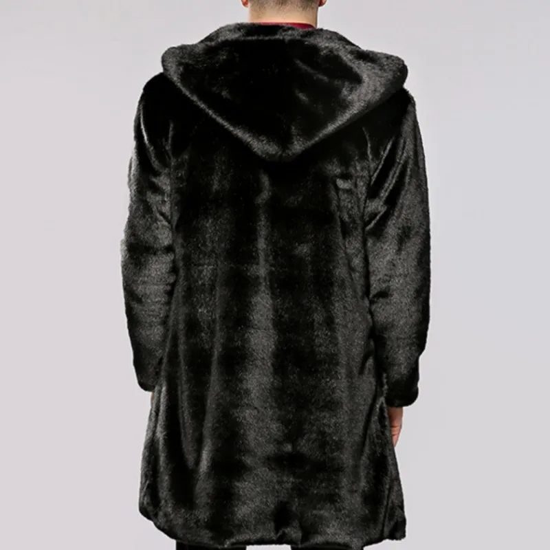 

Winter New Fashion Mens Faux Fur Long Coats Male Casual Jackets Plus Size Black Motorcycle Pockets Chaquetas Hombre Outwear