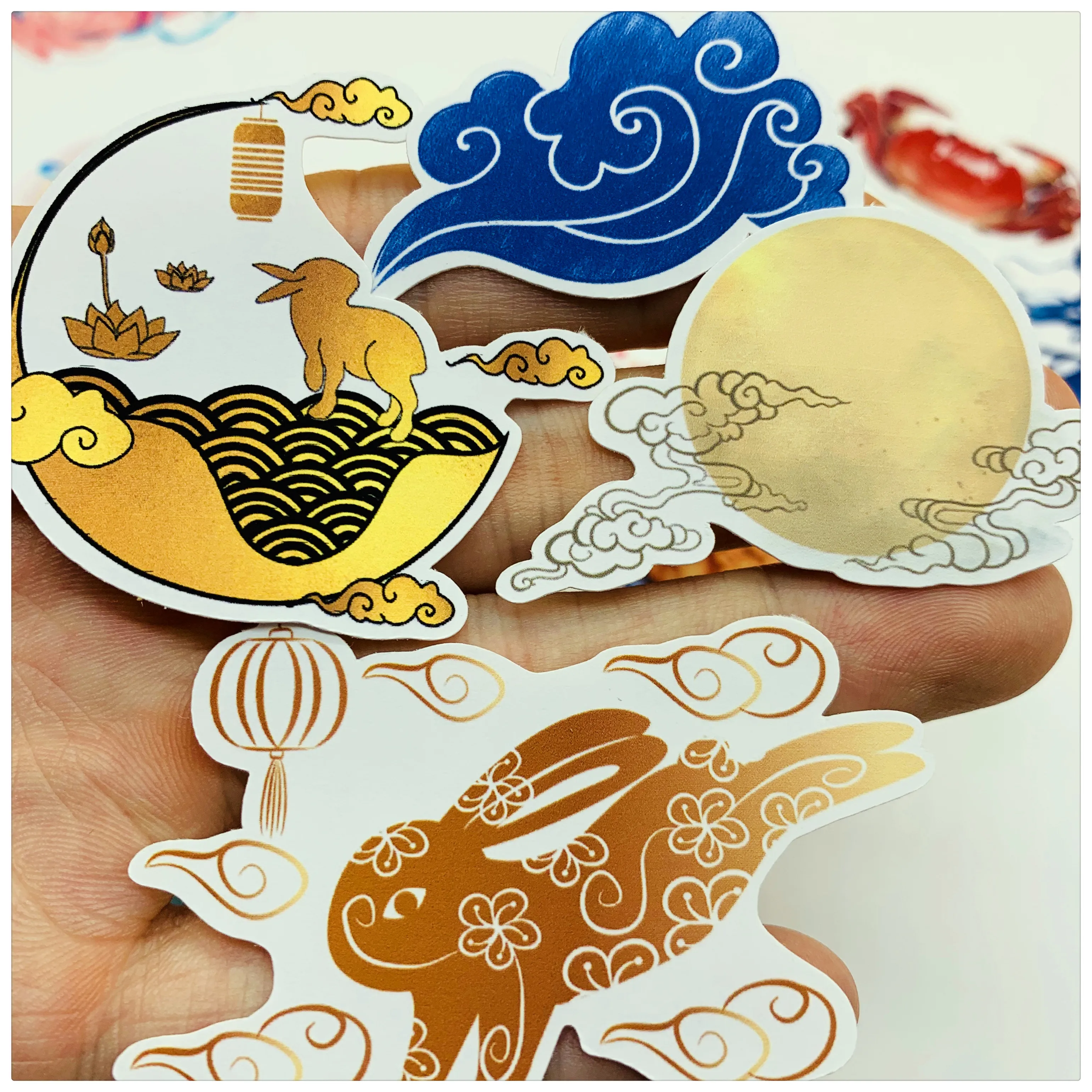 24 звёздочки винтажные наклейки в виде китайского Лунного торта на середину осени