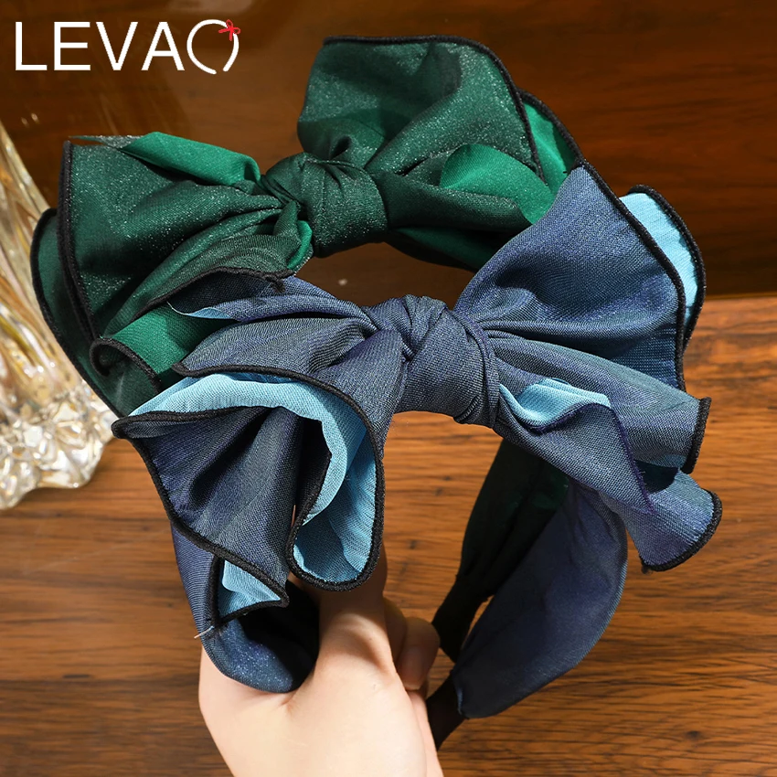 

LEVAO New Pure Color Bow Hair Hoop Soft Chiffon Full-Wrapped Headband Autumn Shopping Single Product Decorative Hair Accessories
