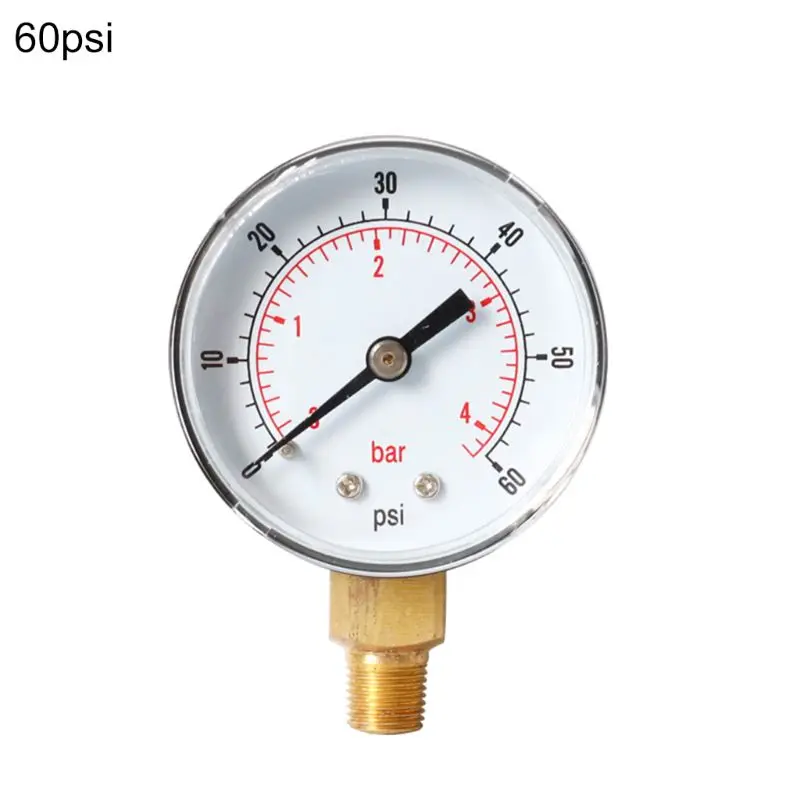 Манометр 52 мм Циферблат 1/" BSPT вертикальный 0/15, 30,60, 100160300 PSI и бар нижний крепление