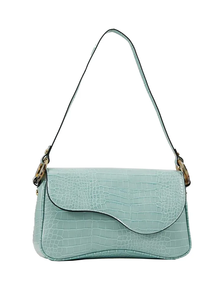 

Saddle Bag British Ladies Bag 20 Spring And Summer New Retro Crocodile Pattern Underarm Bag Shoulder Handbag A022
