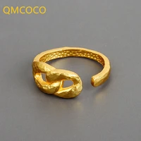 qmcoco simple silver color party rings for women summer new fashion creative double loop folded cross finger jewelry gifts