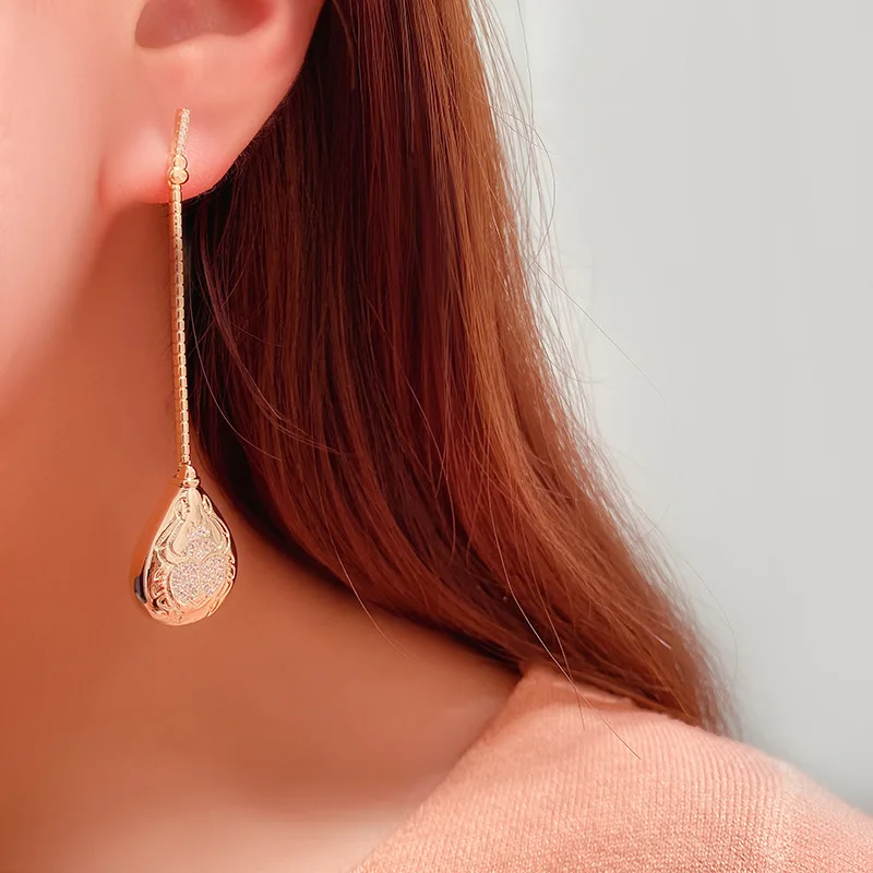 Mysterious Scarab Pendant Earrings Gold Beetle Thin Female Long Atmospheric | Украшения и аксессуары