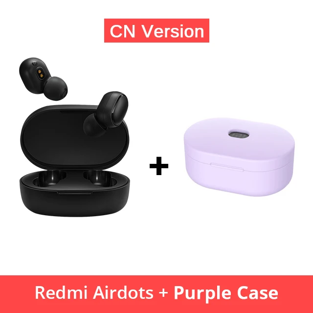 CN Add Purple Case Оригинальные Xiao mi Red mi AirDots TWS mi True беспроводные bluetooth-наушники с mi c Bluetooth 5,0 ANC Handsfree Наушники управление AI - Цвет: CN Add Purple Case