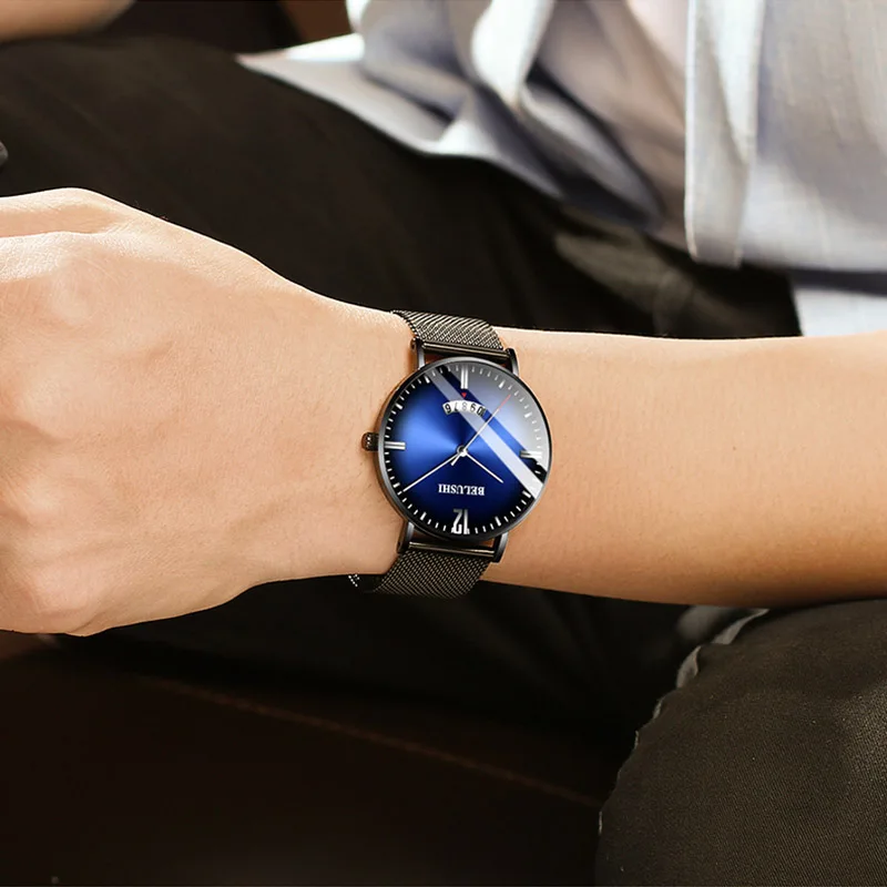 Мужские наручные часы 2019 роскошные Брендовые мужские деловые классические