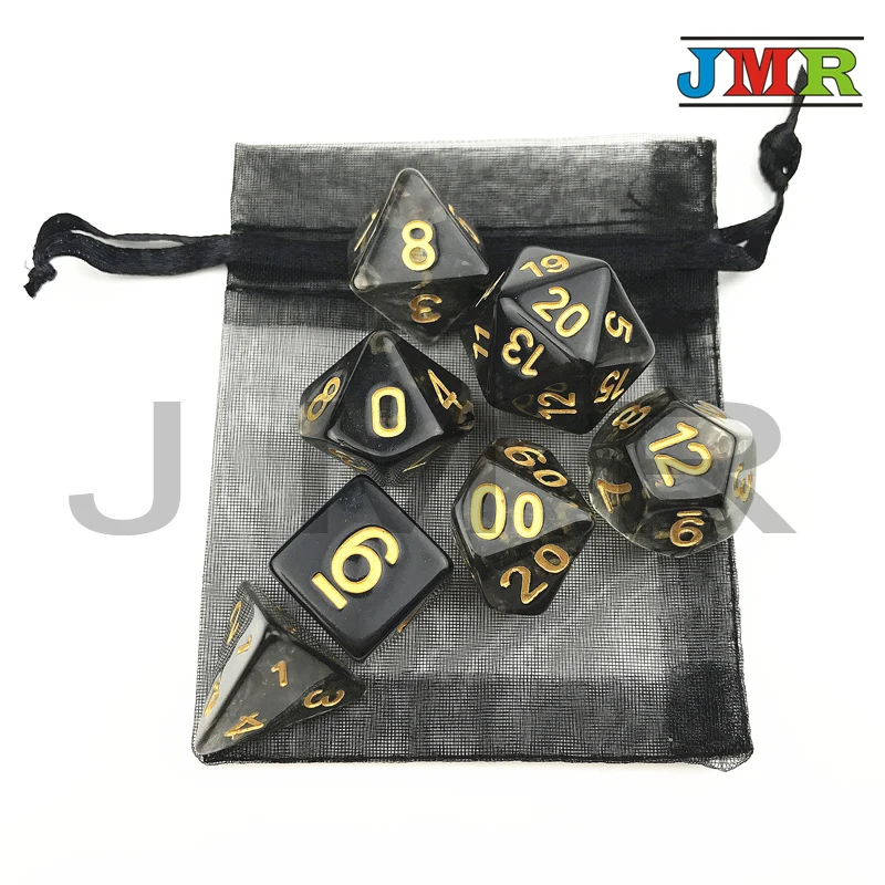 Высокое качество Nebular Juegos De Mesa Dados черные игральные кости набор D4 D6 D8 D10 % D20 forRpg