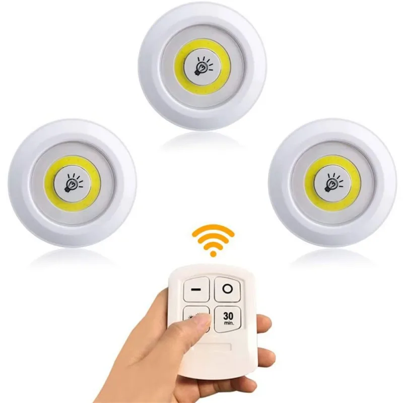 

5W Super Bright Cob Under Cabinet Light LED Wireless Remote Control Dimmable Wardrobe Night Lamp Home Bedroom Closet Kitchen