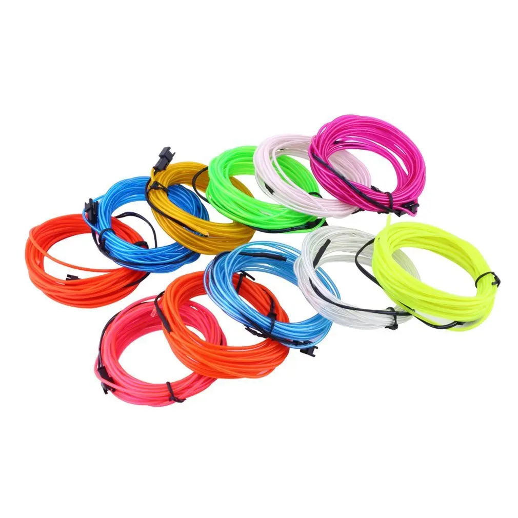 

3M Flexible EL Wire Tube Rope Battery Powered Flexible Neon Light Car Party Wedding Decor With Controller LED Light DropShipping