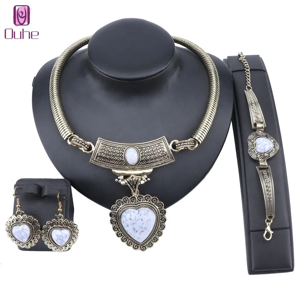 Винтажный Ювелирный Комплект из колье сердца и браслета | Украшения аксессуары