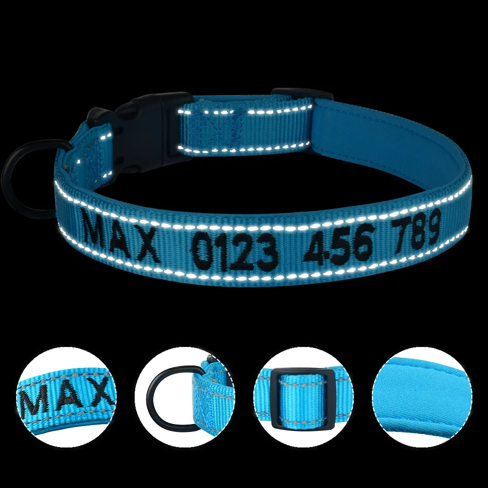 Регулируемый нейлоновый ошейник Airuidog для собак персонализированный вышитый