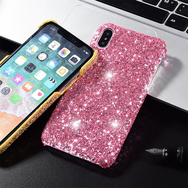 Роскошный блестящий чехол для iPhone X XS Max XR 10 8 7 6 6S Plus розовый золотой черный