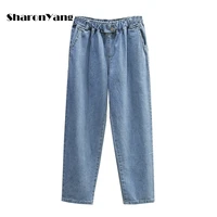autumn new baggy jeans woman large size elastic high waist harem pants loose mom jeans denim jeans for women