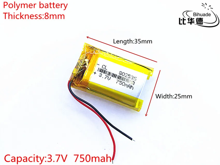 802535 3 7 V 750mAh 082535 литий-полимерные Li-Po li ion аккумуляторные батареи для Mp3 MP4 MP5 GPS PSP mobile