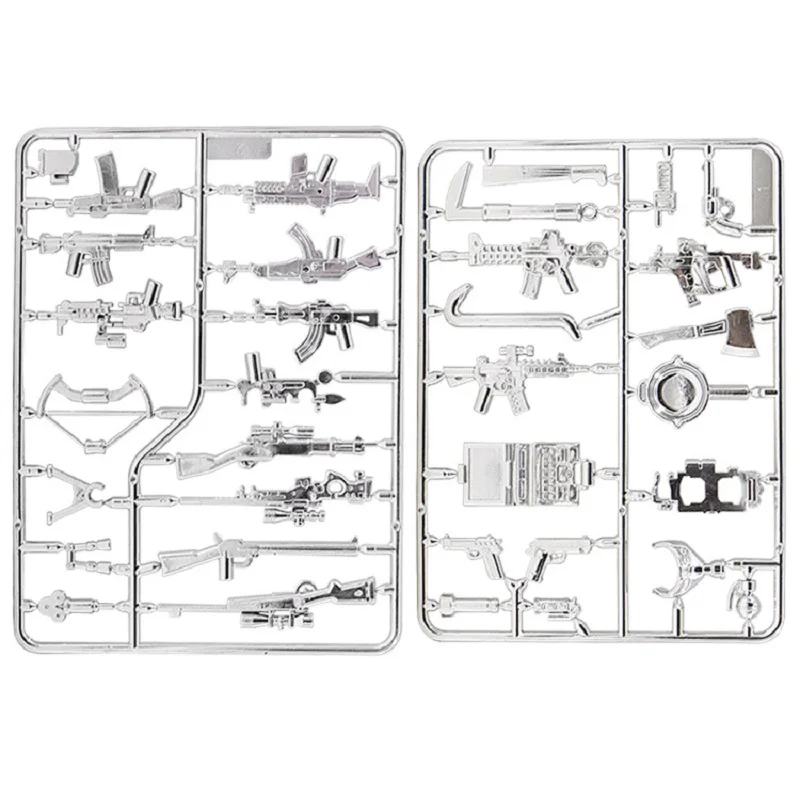 

MOC Silver Military Gun Ww2 Soldiers Weapons Set Army Minifigs SWAT City Police Parts Figures Building Block Brick Mini Toy