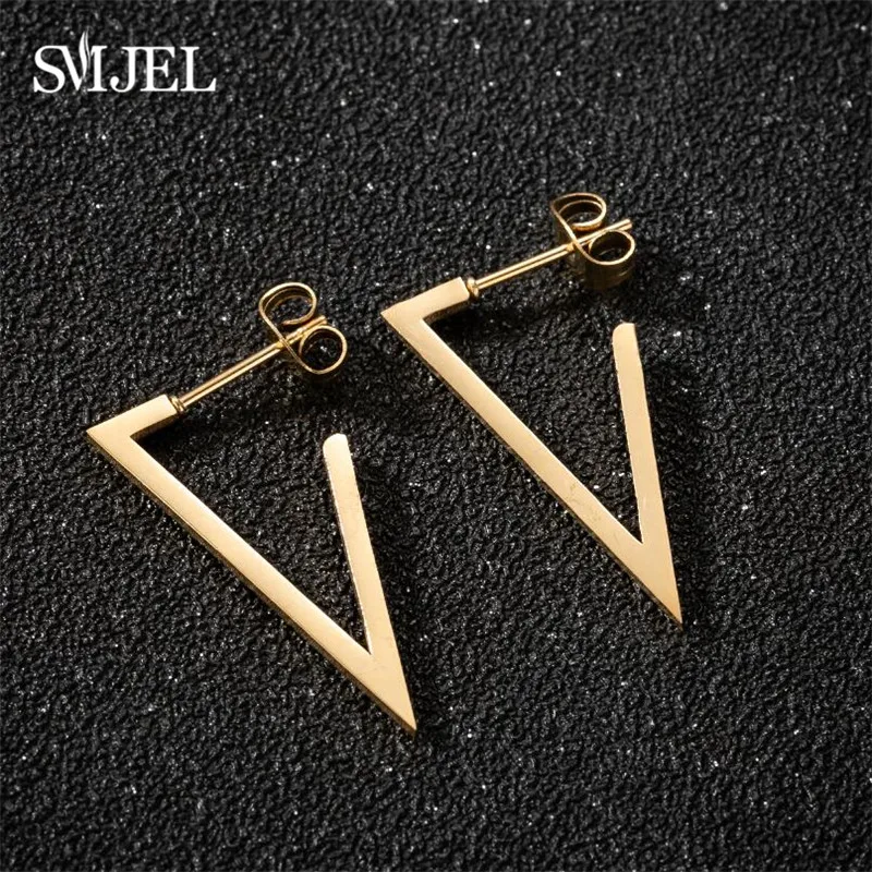 Женские Треугольные Серьги SMJEL в стиле панк из нержавеющей стали геометрические