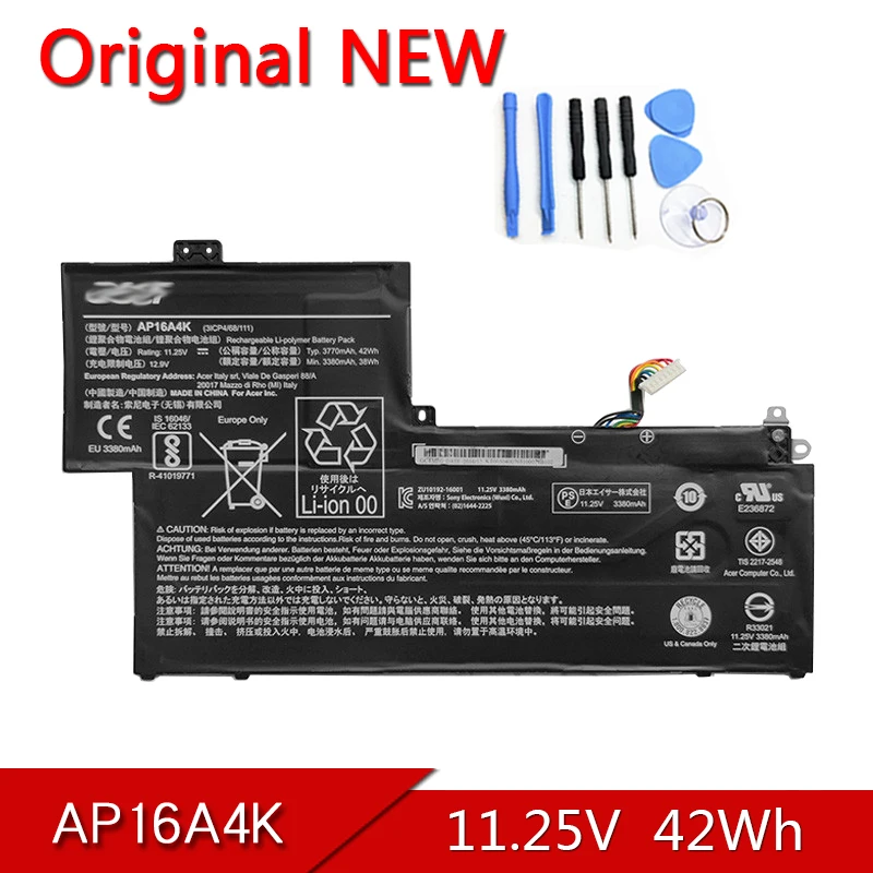 

AP16A4K NEW Original Laptop Battery For Aspire One Cloudbook AO1-132 Swift 1 SF113-31 11.25V 42Wh Batteries