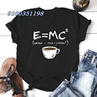 Женская футболка с рисунком Energy = Молоко + кофе, свободная летняя футболка в стиле Харадзюку, дышащие женские топы большого размера