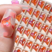 nail rhinestones 3d shiny aurora love heart shape crystal diamond nail art decorations accesoires manicure tool 5pcs