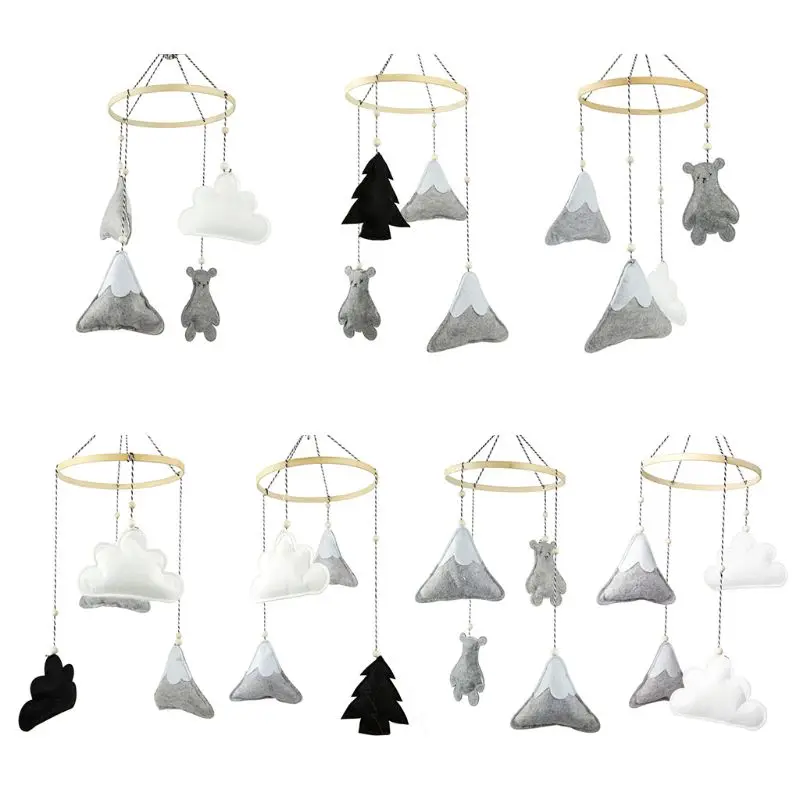 

Baby Bear Felt Pendants Crib Mobile Rattles Bed Bell Wind Chimes Toys Kids Children Room Hanging Decorations H9EF
