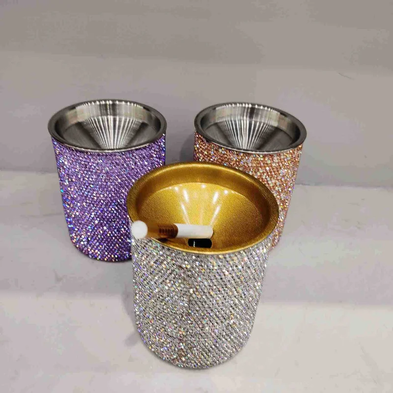 

Rhinestone Ashtray Portable Bling Diamond Ashtray Lady Car Home Office Desk Decoration Ashtray Smoking Accessories Cute Gift