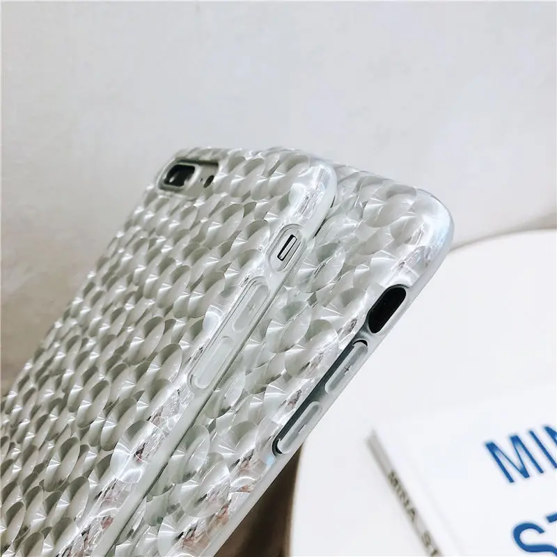 Серебряный лазерный чехол для iphone X XS Max 6 S 7 8 Plus плюс XR задняя крышка IMD силиконовый