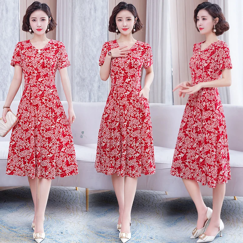 

Летнее винтажное цветочное кружевное платье с длинными рукавами для женщин; Большие размеры XL-5XL, летние платья с короткими рукавами на кажд...