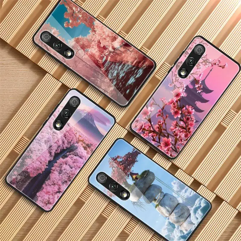 

Cherry Blossoms Phone Case Tempered Glass For Huawei P9 10 10plus 20 20Pro 30mate9 10 20 20Pro Honor8X 9 10 V10 Nova3I 5