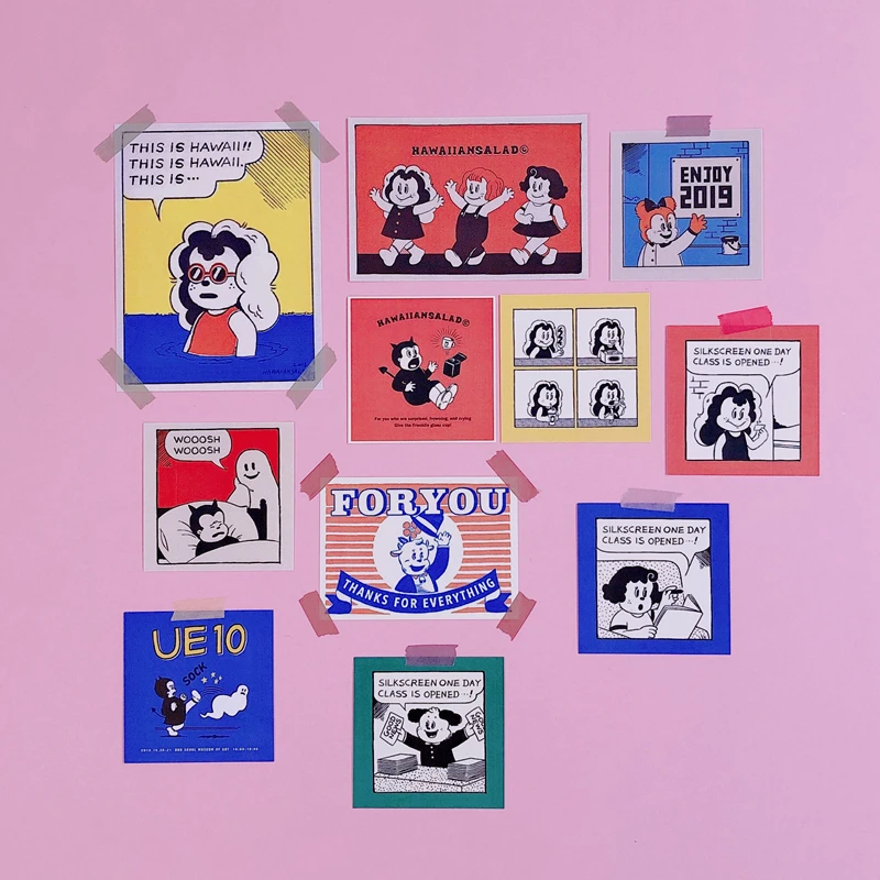 12 шт./упак. с нарисованной девочкой иероглифами декоративная наклейка на