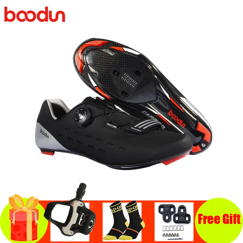 

BOODUN 2019 Men carbon fiber cycling shoes road bike pedals sneakers self-locking breathable sapatilha ciclismo superstar shoes