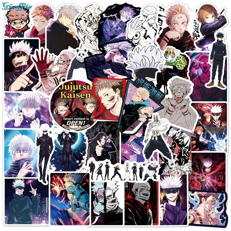 

50Pcs/100Pcs Anime Jujutsu Kaisen Stickers Waterproof Skateboard Laptop Luggage Guitar Helmet Cool Cartoon Sticker