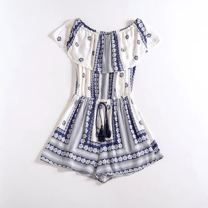 

Женский Короткий комбинезон из мягкого материала, элегантный комбинезон с коротким рукавом-лепестком и воротником-лодочкой, лето 2021