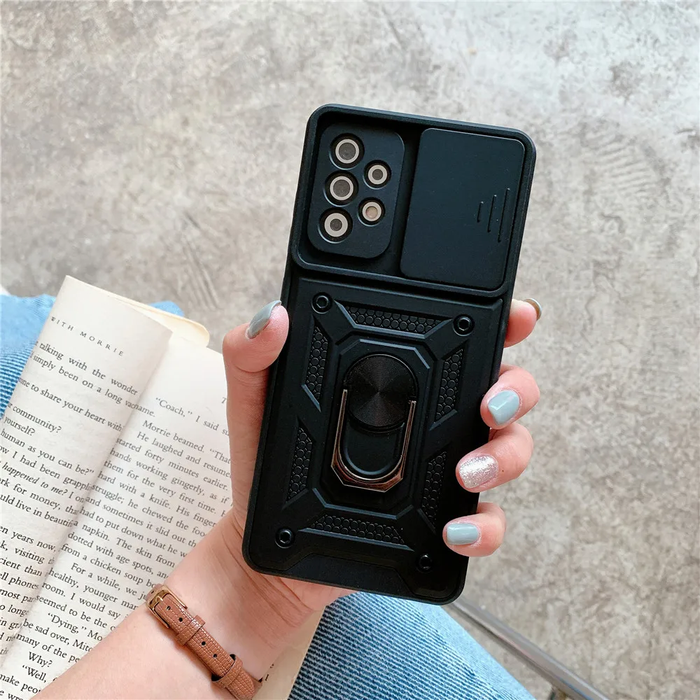 Anti Shock Armor Ring Holder Funda Case For Samsung Galaxy A12 A32 A03S A20S A51 A71 A72 A52 S21 S20Plus Camera Protection Cover