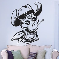 skull bones wall stickers hat death dead cowboy smile cool style home decor for bedroom man cave vinyl window decal mural 3744